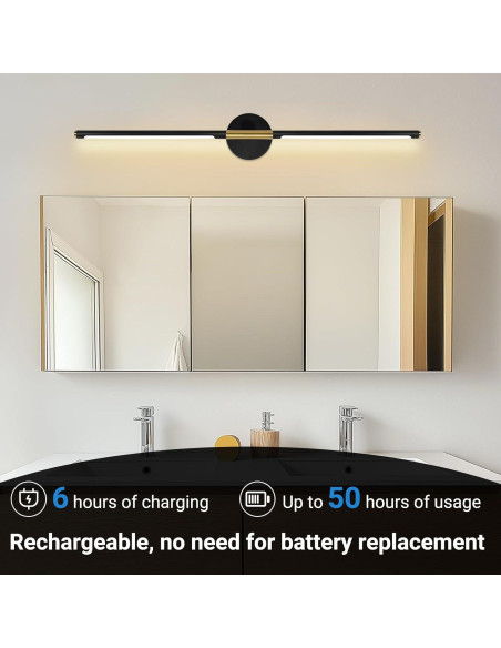 Juego de Apliques de Pared Inalámbricos TaoFiaCo 80 cm Negro/Dorado