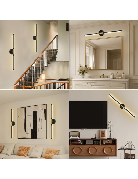 Juego de Apliques de Pared Inalámbricos TaoFiaCo 80 cm Negro/Dorado