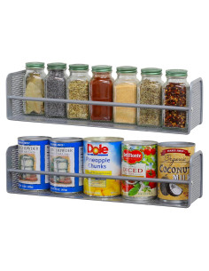 Estante de Especias Montado en la Pared Simple Houseware, Plateado, Juego de 2