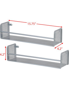 Estante de Especias Montado en la Pared Simple Houseware, Plateado, Juego de 2 2