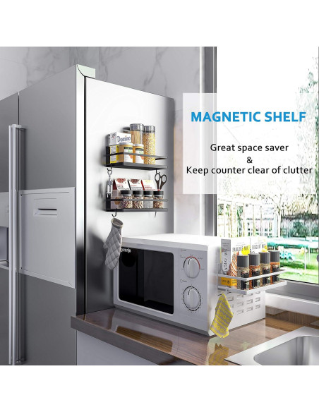 Estante Magnético para Especias VOYUTHY con 4 Ganchos Removibles