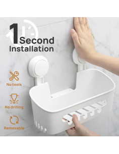 Caddy de Ducha LEVERLOC Blanco Impermeable 10kg Organizador 2