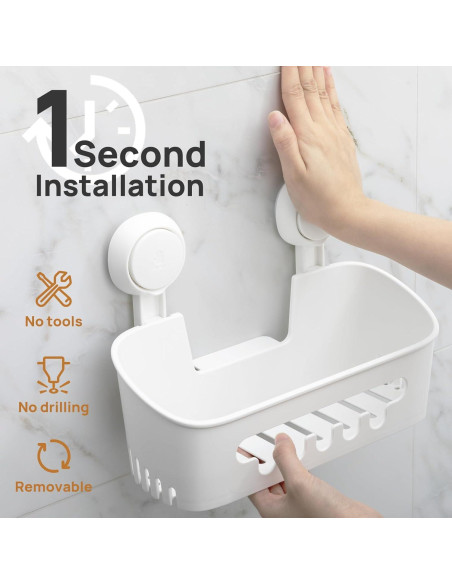 Caddy de Ducha LEVERLOC Blanco Impermeable 10kg Organizador