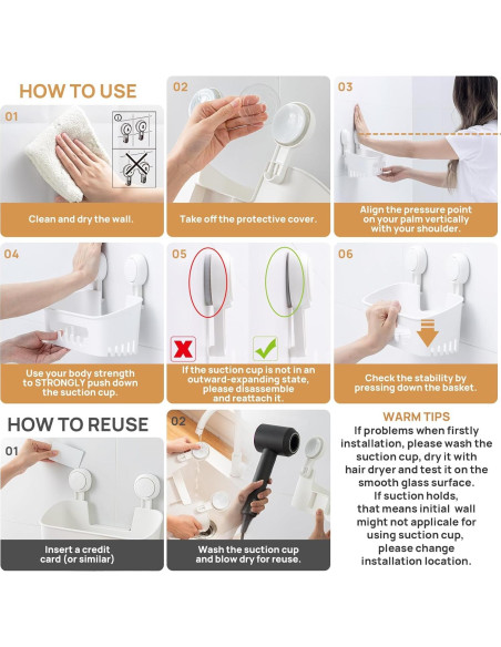 Caddy de Ducha LEVERLOC Blanco Impermeable 10kg Organizador