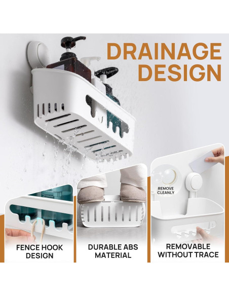 Caddy de Ducha LEVERLOC Blanco Impermeable 10kg Organizador