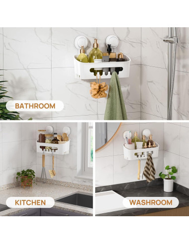 Caddy de Ducha LEVERLOC Blanco Impermeable 10kg Organizador