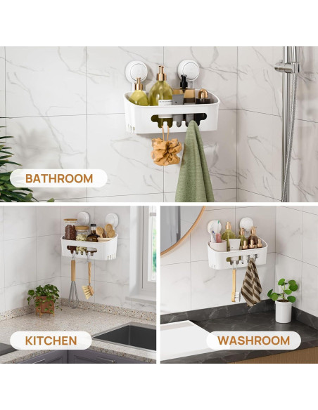 Caddy de Ducha LEVERLOC Blanco Impermeable 10kg Organizador