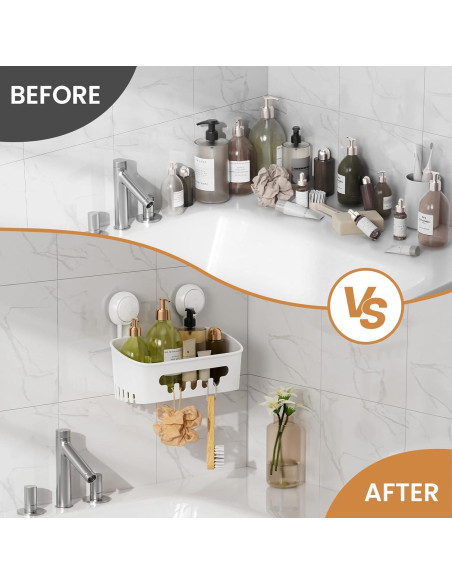 Caddy de Ducha LEVERLOC Blanco Impermeable 10kg Organizador