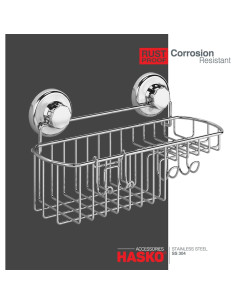Cesta de Ducha con Ventosa HASKO Acero Inoxidable Cromo 2