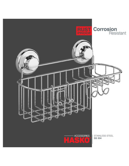 Cesta de Ducha con Ventosa HASKO Acero Inoxidable Cromo