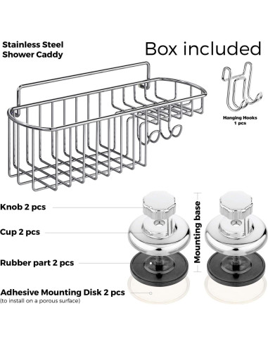 Cesta de Ducha con Ventosa HASKO Acero Inoxidable Cromo