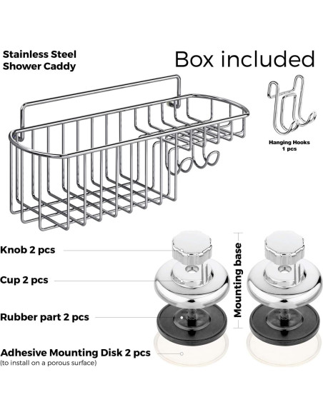 Cesta de Ducha con Ventosa HASKO Acero Inoxidable Cromo