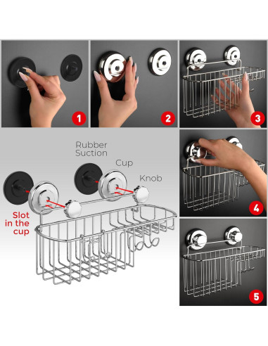 Cesta de Ducha con Ventosa HASKO Acero Inoxidable Cromo