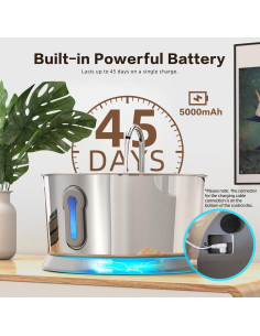 Fuente de Agua Inalámbrica para Gatos HAJXM 4L Acero Inoxidable 2