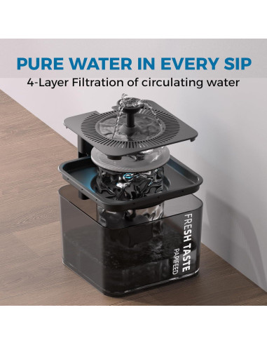 Fuente de Agua Inalámbrica para Gatos PAPIFEED 3L Negra