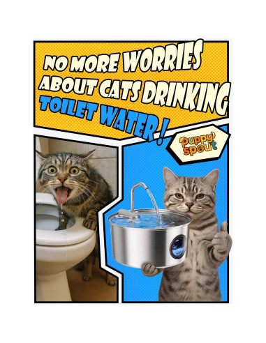 Fuente de Agua Automática para Gatos Puppyspout 3.2L Acero Inoxidable