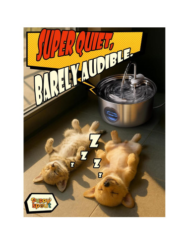 Fuente de Agua Automática para Gatos Puppyspout 3.2L Acero Inoxidable