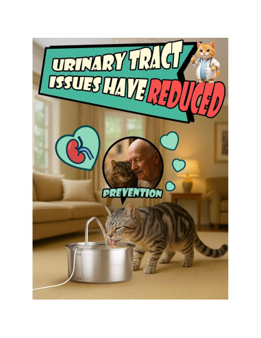 Fuente de Agua Automática para Gatos Puppyspout 3.2L Acero Inoxidable