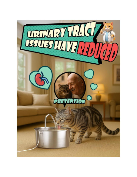 Fuente de Agua Automática para Gatos Puppyspout 3.2L Acero Inoxidable