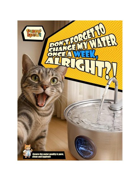 Fuente de Agua Automática para Gatos Puppyspout 3.2L Acero Inoxidable