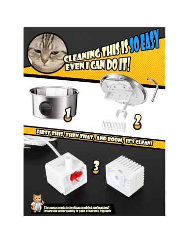 Fuente de Agua Automática para Gatos Puppyspout 3.2L Acero Inoxidable