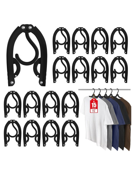 15 Perchas de Viaje Plegables Besslly Color Negro