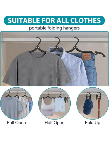 15 Perchas de Viaje Plegables Besslly Color Negro