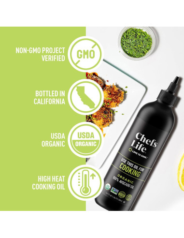 Aceite de Aguacate Orgánico Chefs Life 500ml - 100% Puro