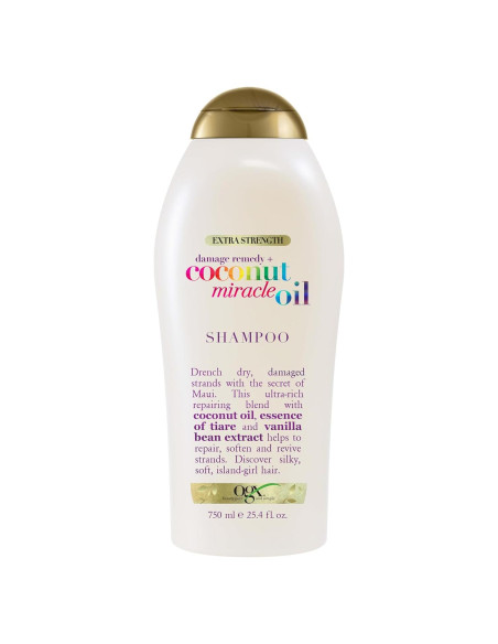 Champú OGX Extra Fuerte 750 ml - Reparador de Daños con Coco Champú OGX Extra Fuerte 750 ml - Reparador de Daños con Coco