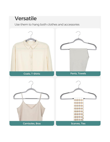 Perchas de Plástico SONGMICS 50 Unidades Ahorra Espacio Gris