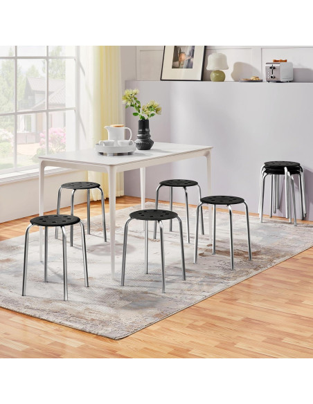 Taburetes Apilables Yaheetech de Plástico 43.9cm Plateado - Juego de 5