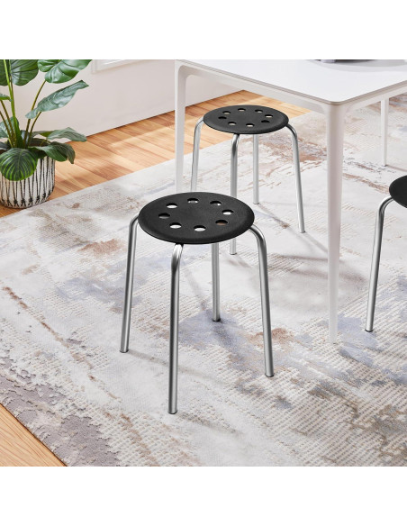 Taburetes Apilables Yaheetech de Plástico 43.9cm Plateado - Juego de 5
