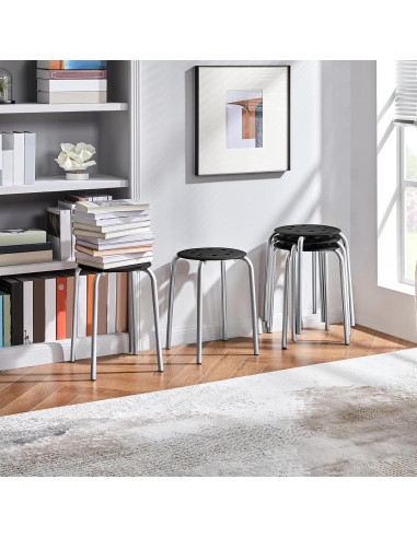 Taburetes Apilables Yaheetech de Plástico 43.9cm Plateado - Juego de 5