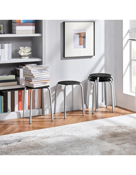 Taburetes Apilables Yaheetech de Plástico 43.9cm Plateado - Juego de 5