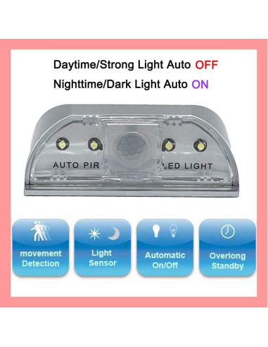 Detector de Movimiento Infrarrojo Inalámbrico DEEIRAO LED Plata