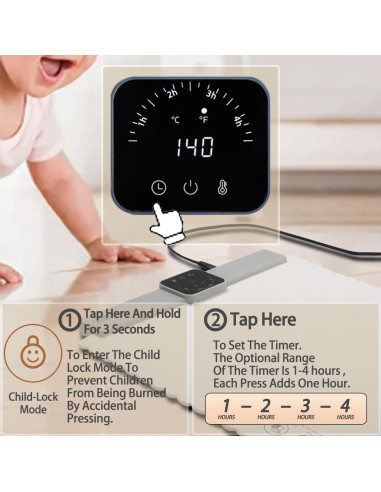 Bandeja Calentadora Eléctrica BTUP 66cm Silicona 5 Temperaturas