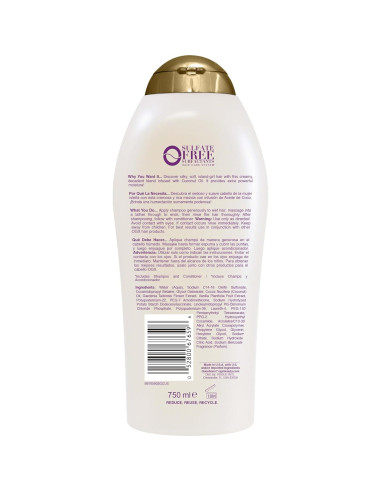 Champú OGX Extra Fuerte 750 ml - Reparador de Daños con Coco
