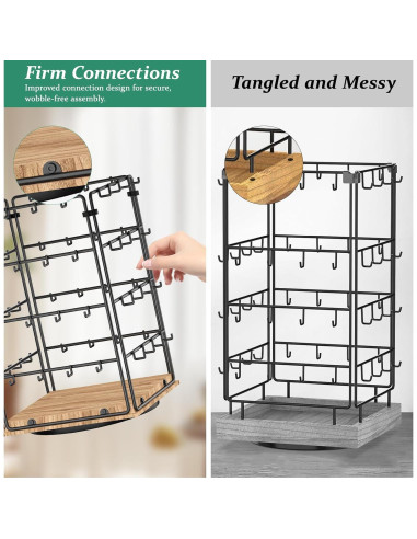 Soporte de Joyería Rotatorio KEIMIXJIA 4 Niveles 64 Ganchos