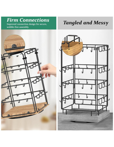 Soporte de Joyería Rotatorio KEIMIXJIA 4 Niveles 64 Ganchos