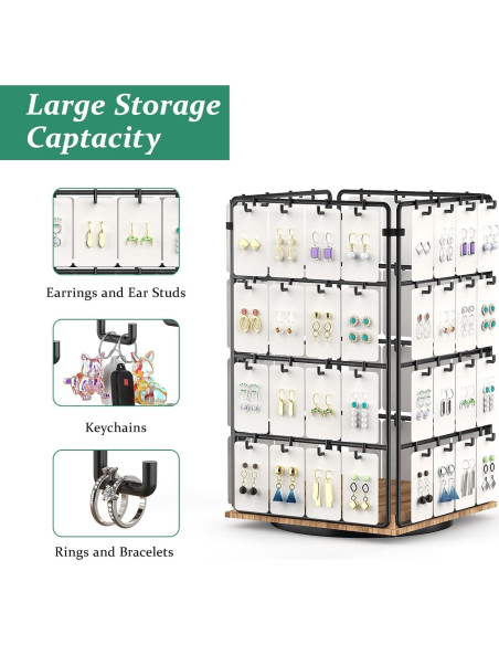 Soporte de Joyería Rotatorio KEIMIXJIA 4 Niveles 64 Ganchos