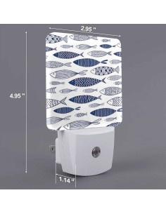 Luz Nocturna LED Chrobak Pez Doodle Azul Sensor Automático 2