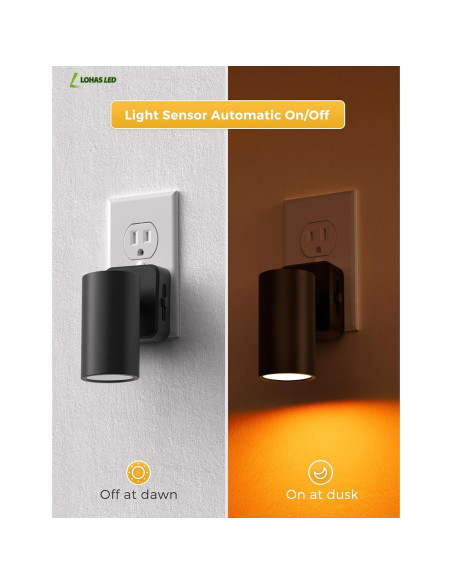 L LOHAS LED Luz Nocturna Enchufable Ámbar 100 Lúmenes 2-Pack