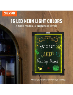 Tablero de Escritura LED VEVOR 40.64x30.48cm con Control Remoto 2