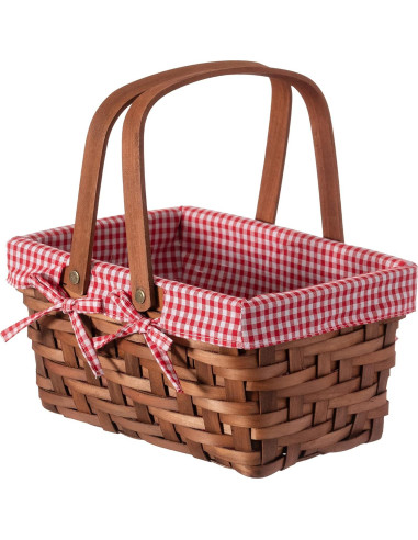 Cesta de Picnic Rectangular Vintiquewise Forrada a Cuadros