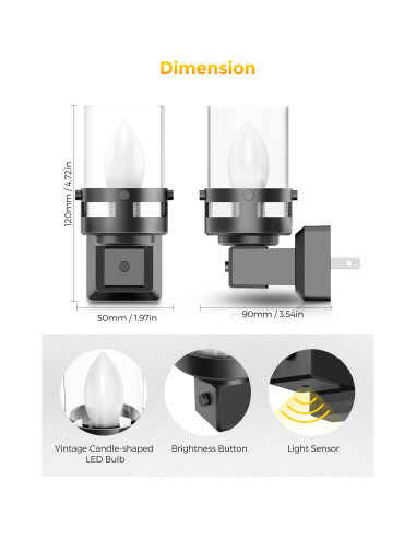 Luz Nocturna LED Briignite Enchufable 2 Piezas 3000K