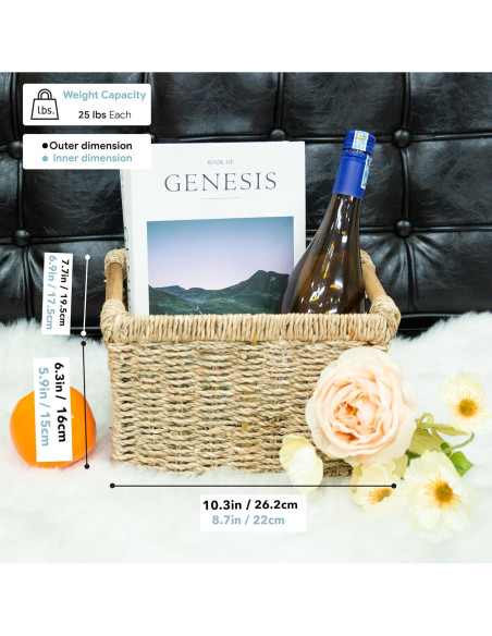 Cesta de Mimbre Rectangular VATIMA 3 Piezas 26.2x19.6x16 cm