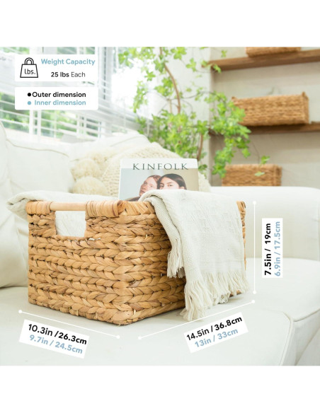 Cesta Rectangular Grande de Mimbre VATIMA 36.8x26.2x19.1cm