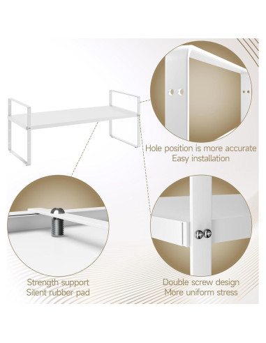 Estante Organizador Expandible TAIHEIS 10.2" Ancho Blanco