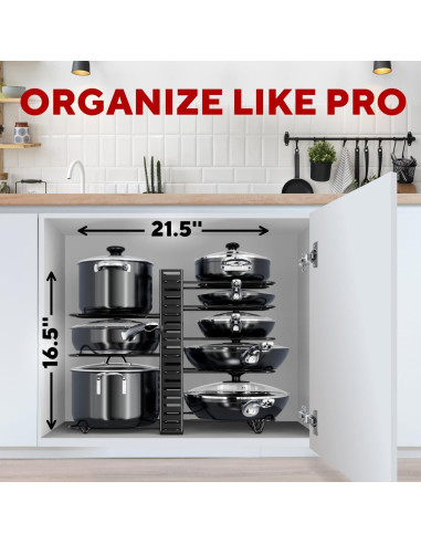 Organizador de Ollas y Sartenes KOMFORA Ajustable 8 Niveles