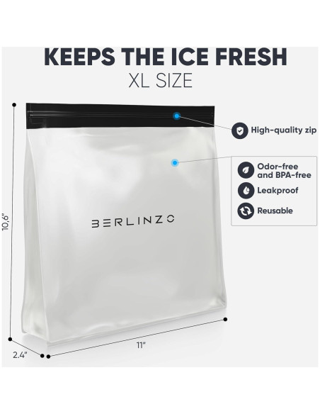 Bolsa Grande Reutilizable Berlinzo XL para Almacenamiento de Hielo